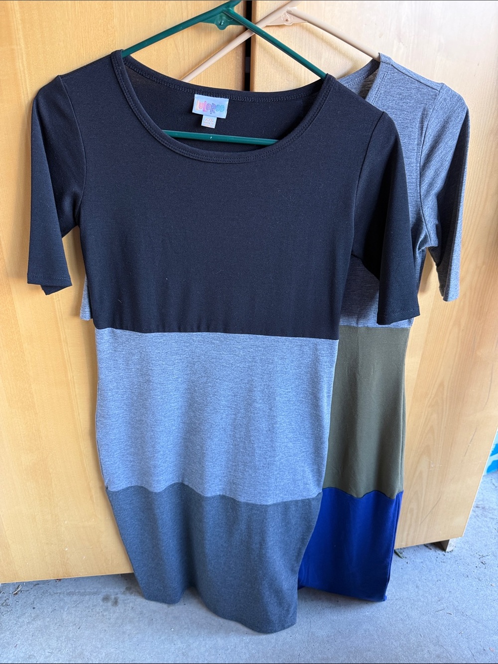 NWOT LulaRoe Colorblock Knit Dress - Black & Gray Panel 2 Bundle